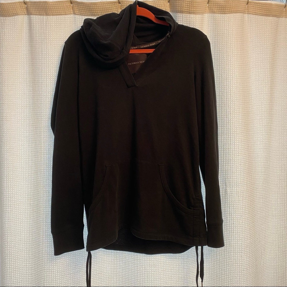 Victoria’s Secret Black V-neck Hoodie with Pocket Size Medium (M)
